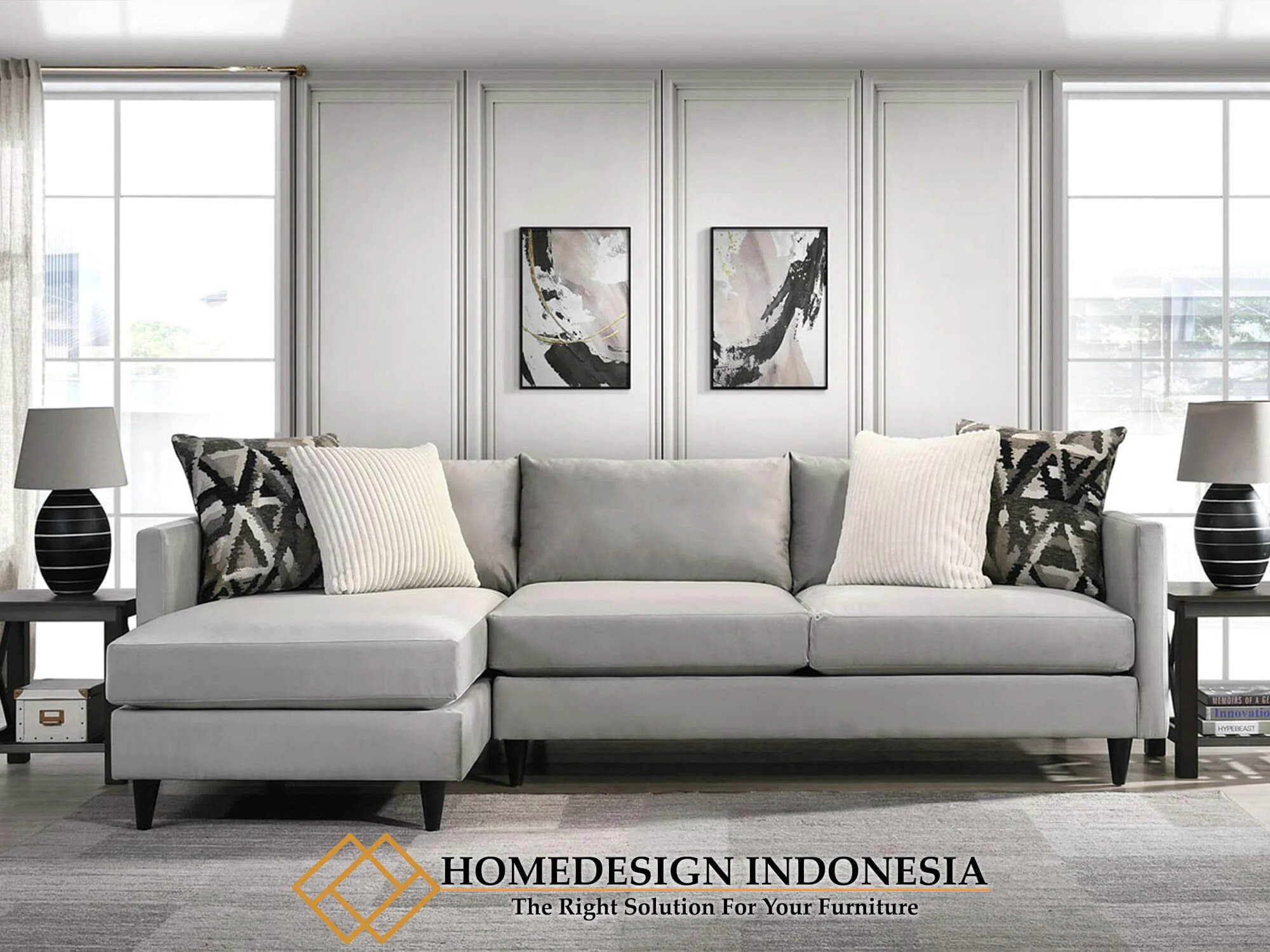 Harga Sofa Sudut Minimalis Jepara Kayu Jati Perhutani HD-0236