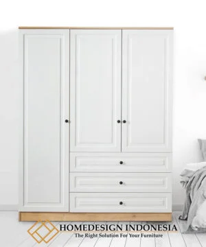 Lemari Pakaian Minimalis Putih Duco Elegant Style Simple HD-0168