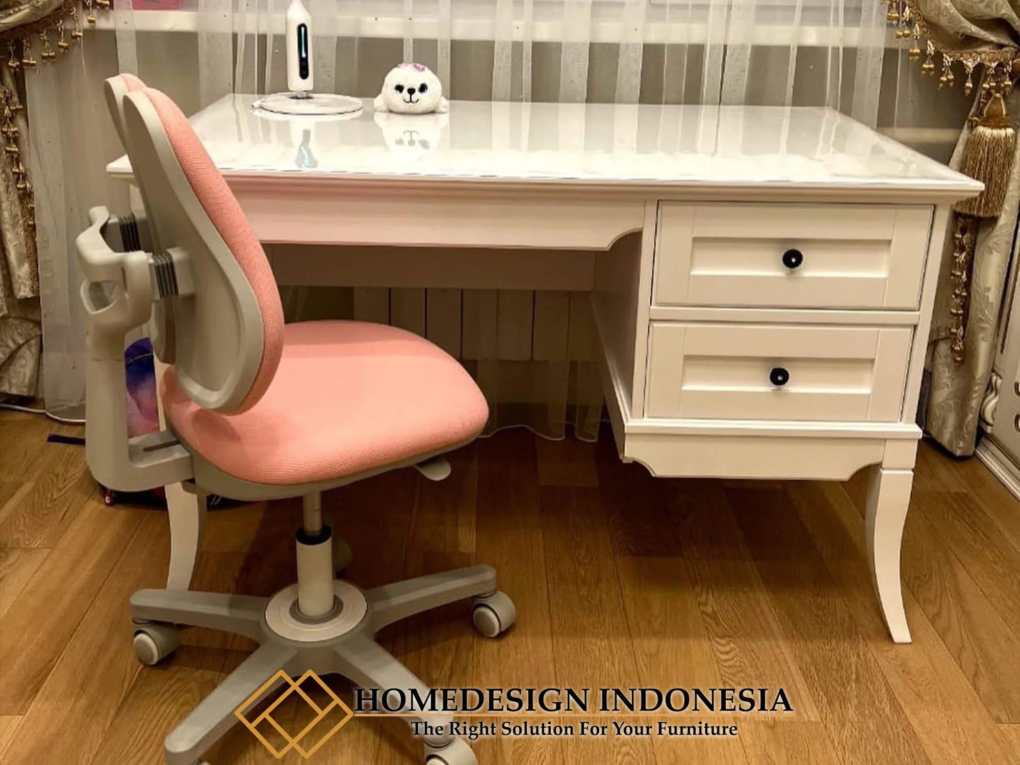 Meja Kantor Minimalis Putih Luxury Elegant Model HD-0206
