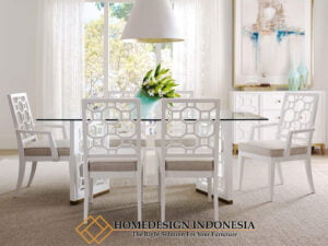 Meja Makan Minimalis Putih Duco Classic Style HD-0275