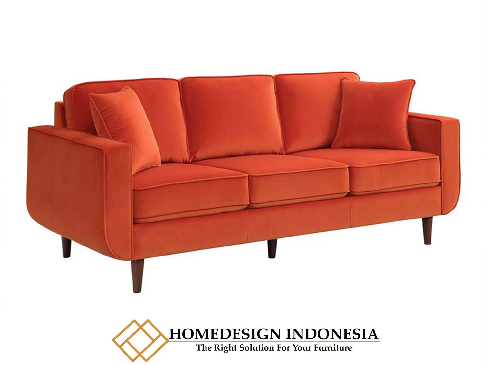 Set Sofa Tamu Minimalis New Salamander Orange Fabric HD-0241.1