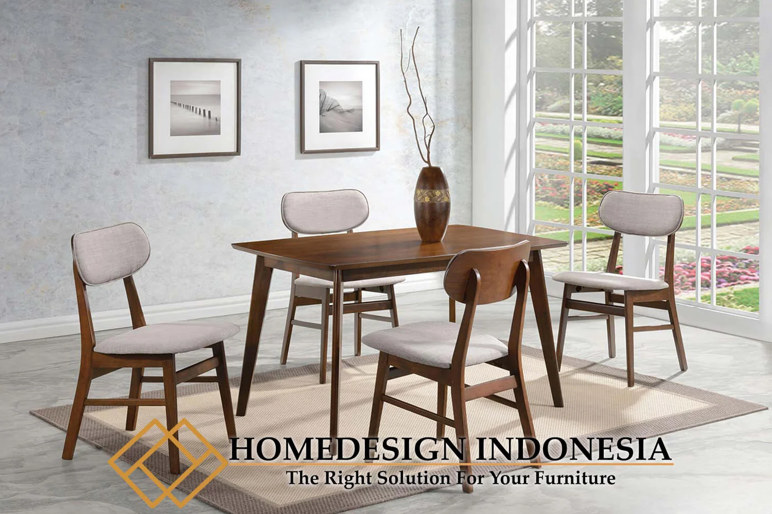 Meja Makan Jati Minimalis Klasik Natural Salak Brown HD-0394