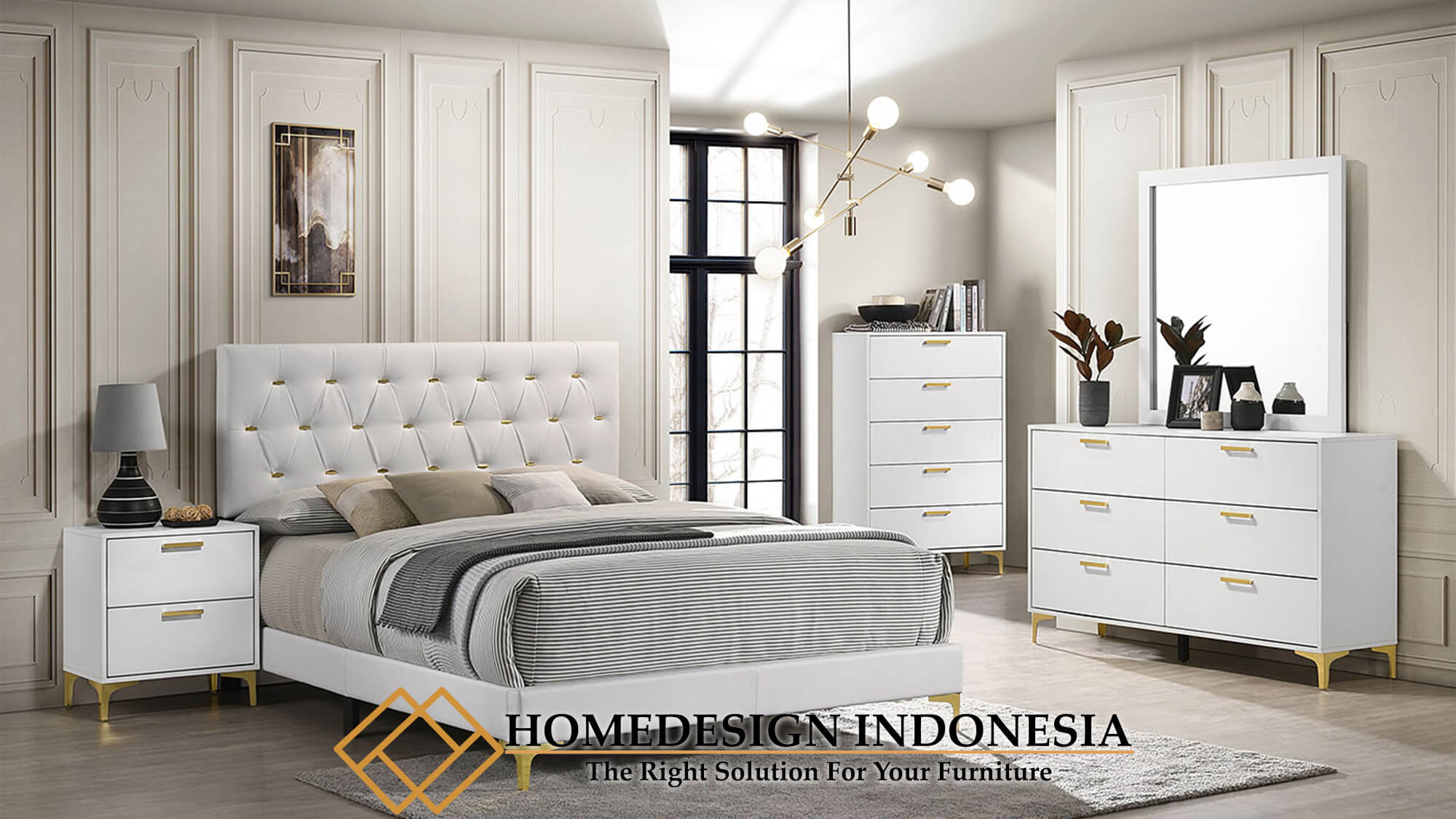 Tempat Tidur Minimalis Modern Luxury White Duco HD-0327