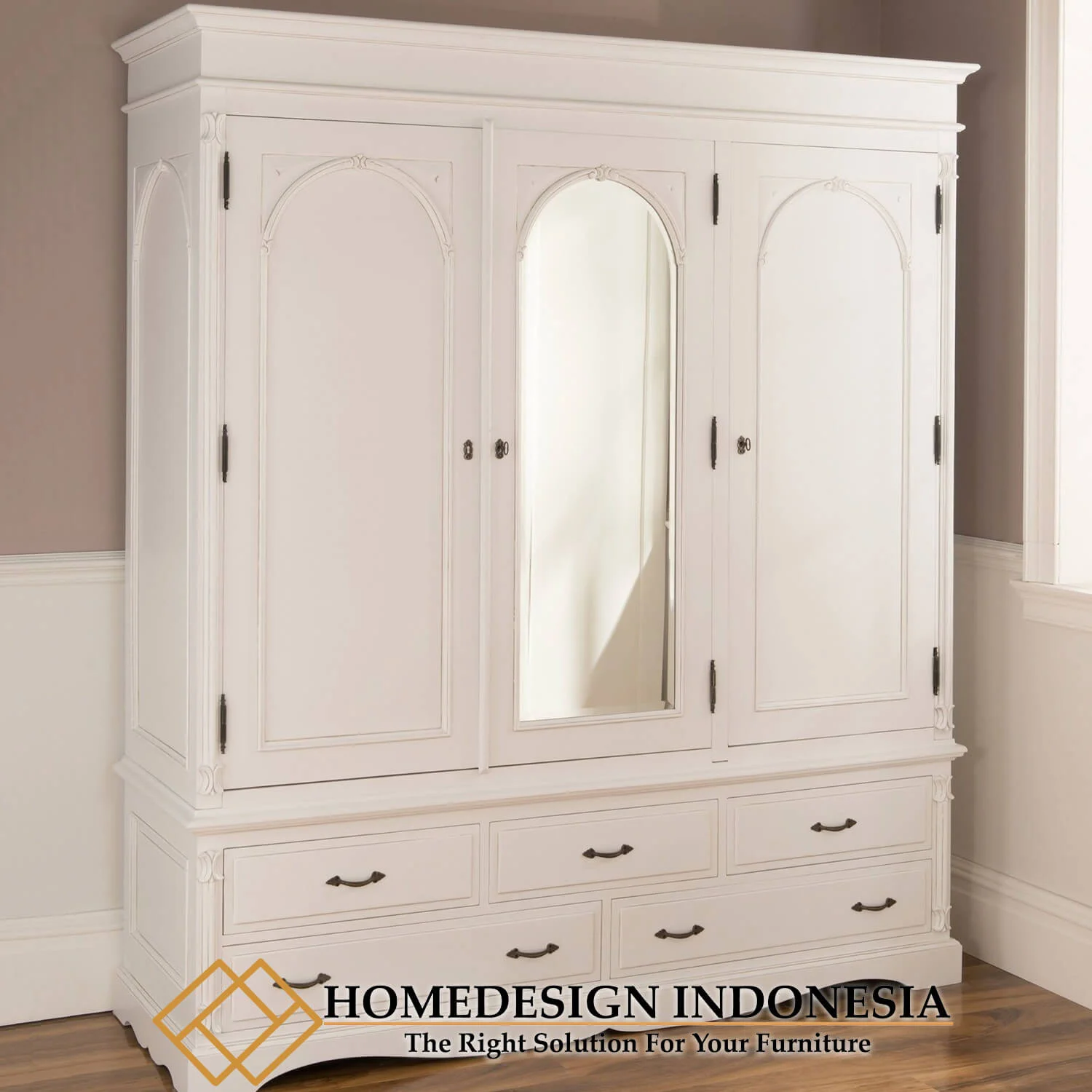 Lemari Pakaian Minimalis Putih Duco Klasik Design Luxury HD-0605