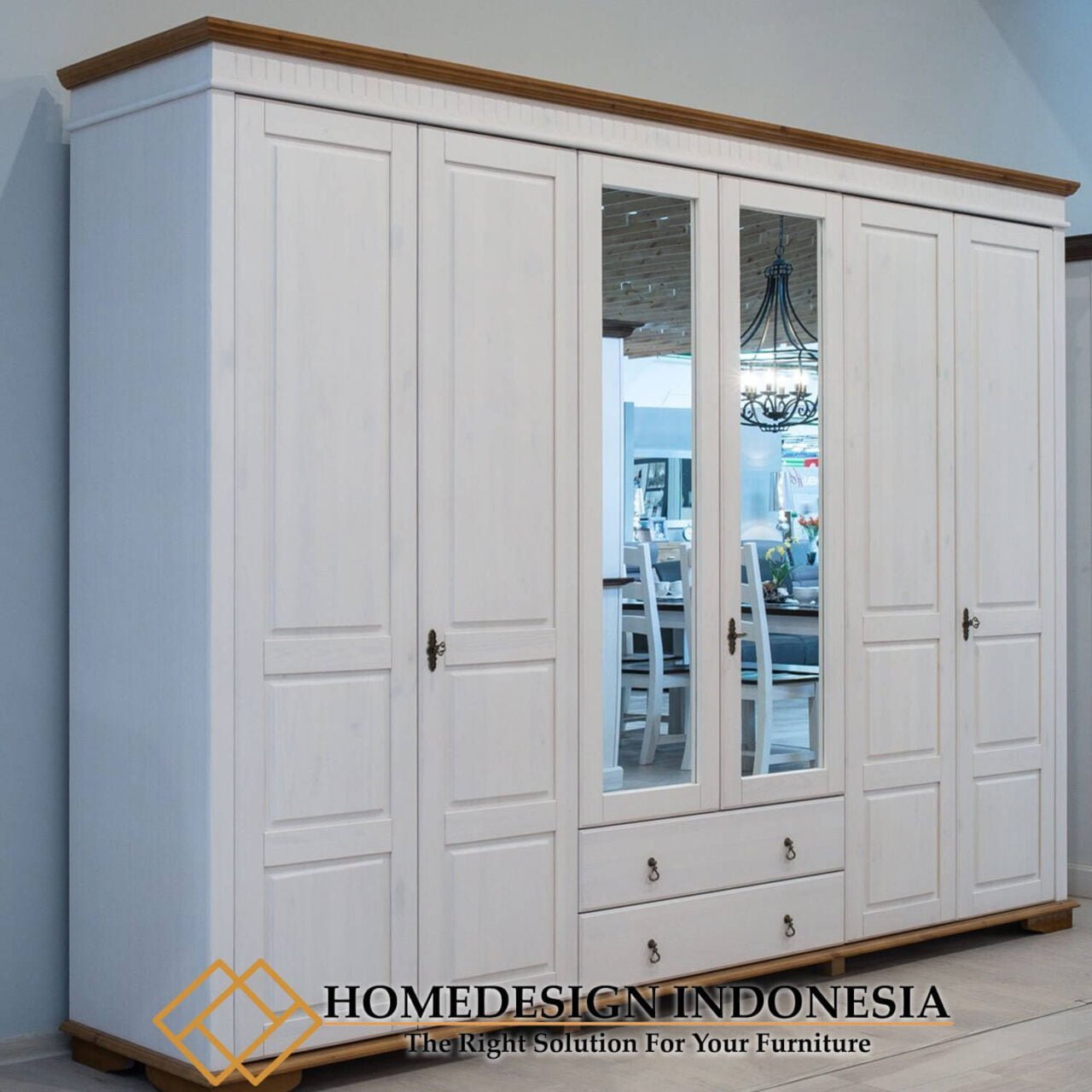 Lemari Pakaian Pintu 6 Putih Duco Klasik Minimalis HD-0612 - Home ...