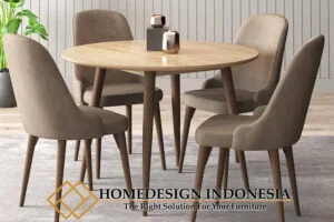 Meja Makan Bundar Minimalis Brown Sedel Color HD-0585