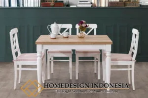 Meja Makan Minimalis Putih Klasik Retro Style HD-0590