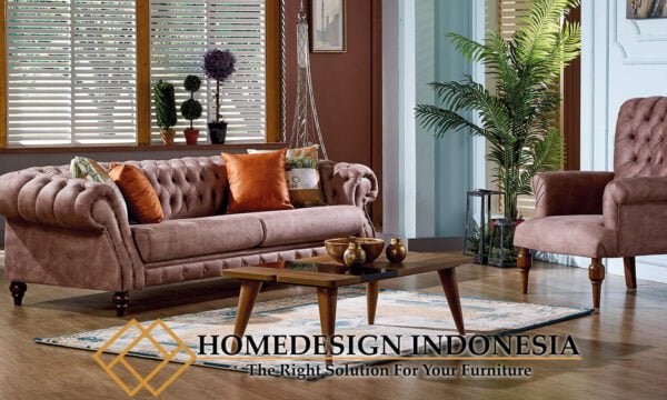 Sofa Minimalis Klasik Luxury Soft Magenta Fabric Color HD-0634