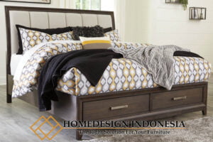 Tempat Tidur Minimalis Laci Kayu Jati Natural Klasik HD-0557