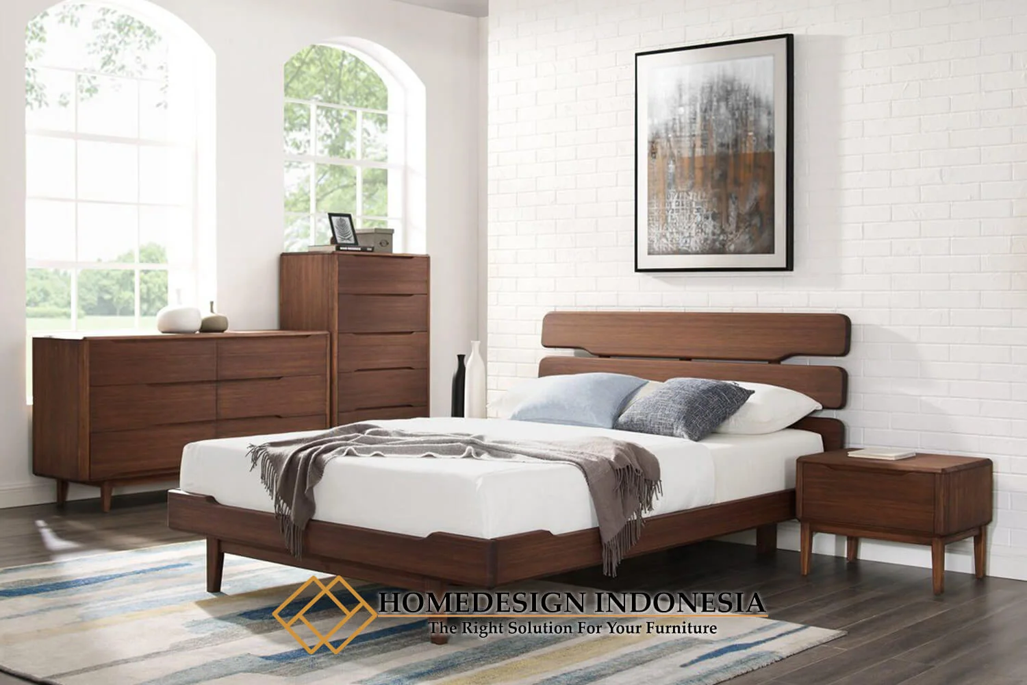 Kamar Set Minimalis Jati Modern Design Natural Color HD-0751