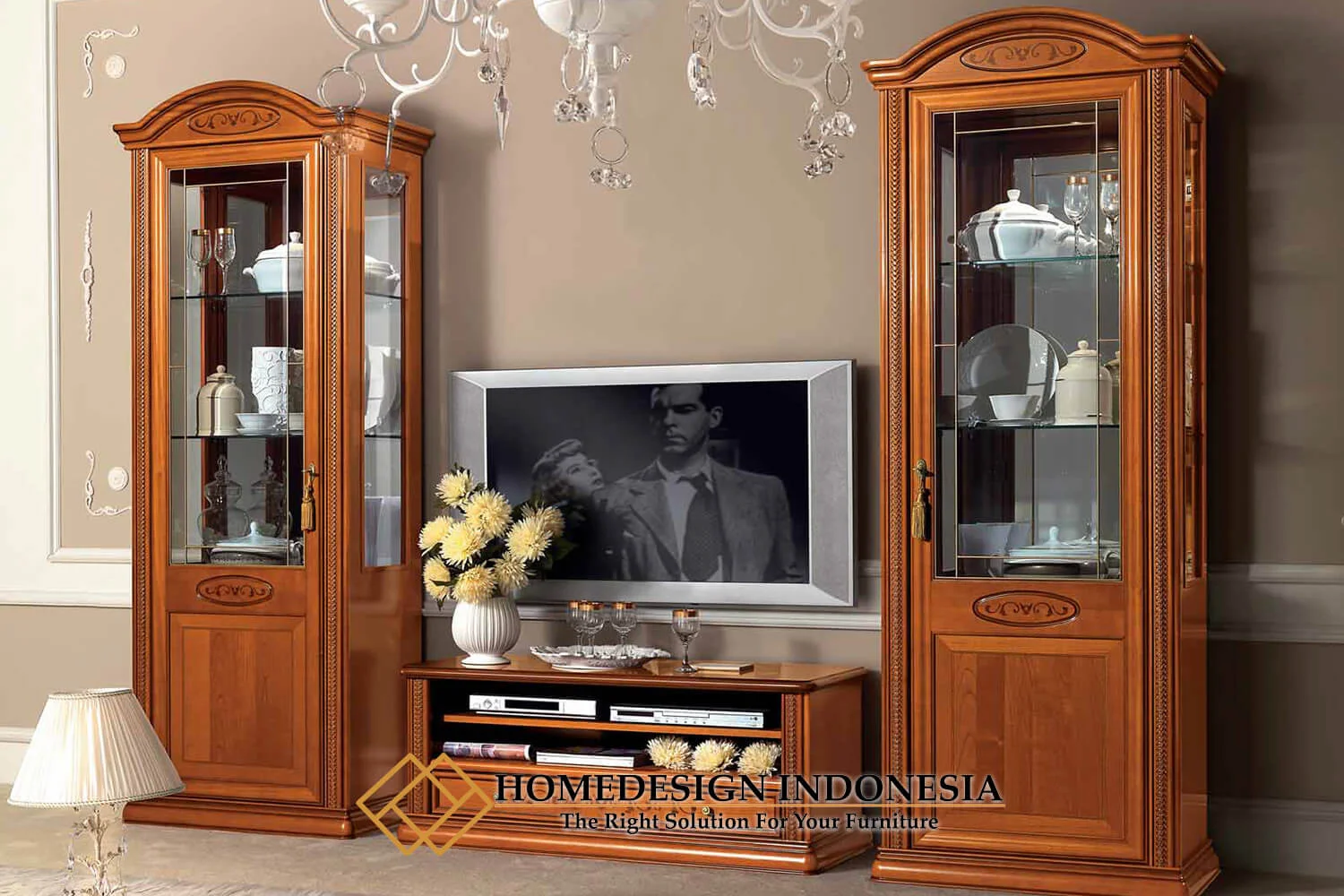 Bufet TV Minimalis Jati Klasik Natural Salak Brown Color HD-0858