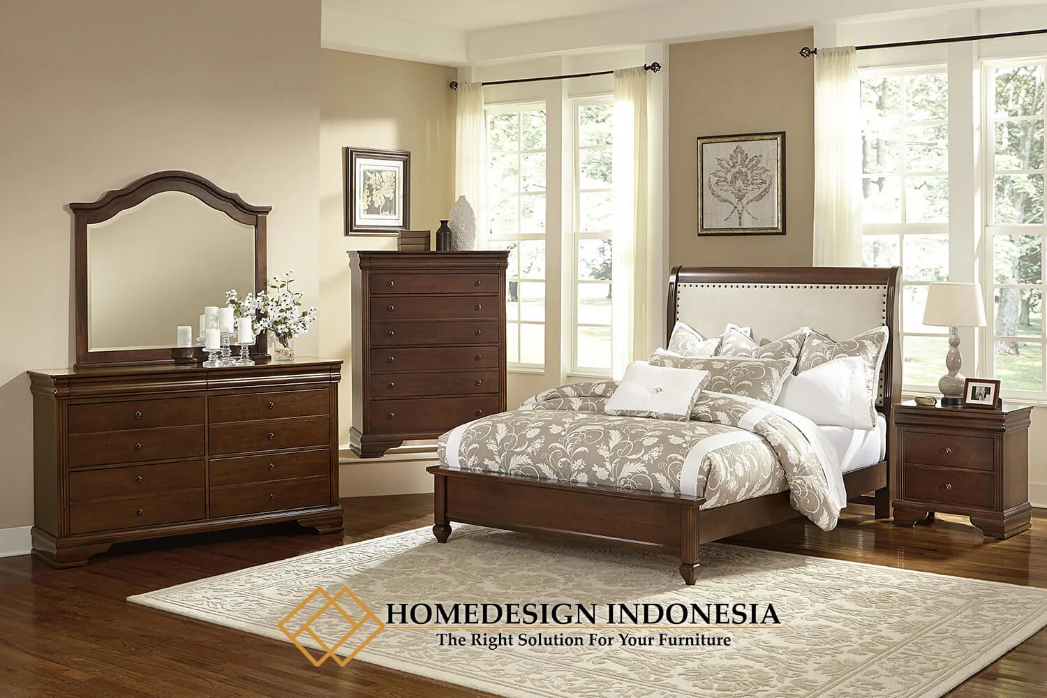 Kamar Set Jati Minimalis Natural Salak Brown Color HD-0885