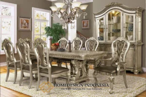 Meja Makan Mewah Ukiran Jepara Elegant Model Klasik HD-0914