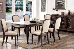 Meja Makan Minimalis Jepara Natural Dark Color HD-0921