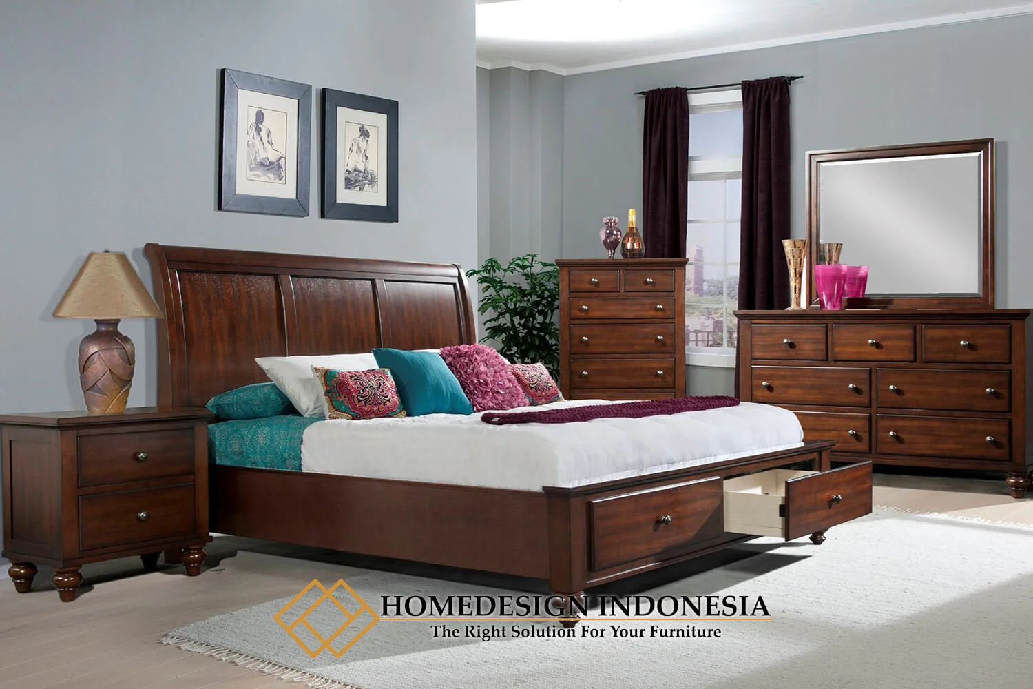 Model Tempat Tidur Laci Minimalis Jati Luxury HD-0821