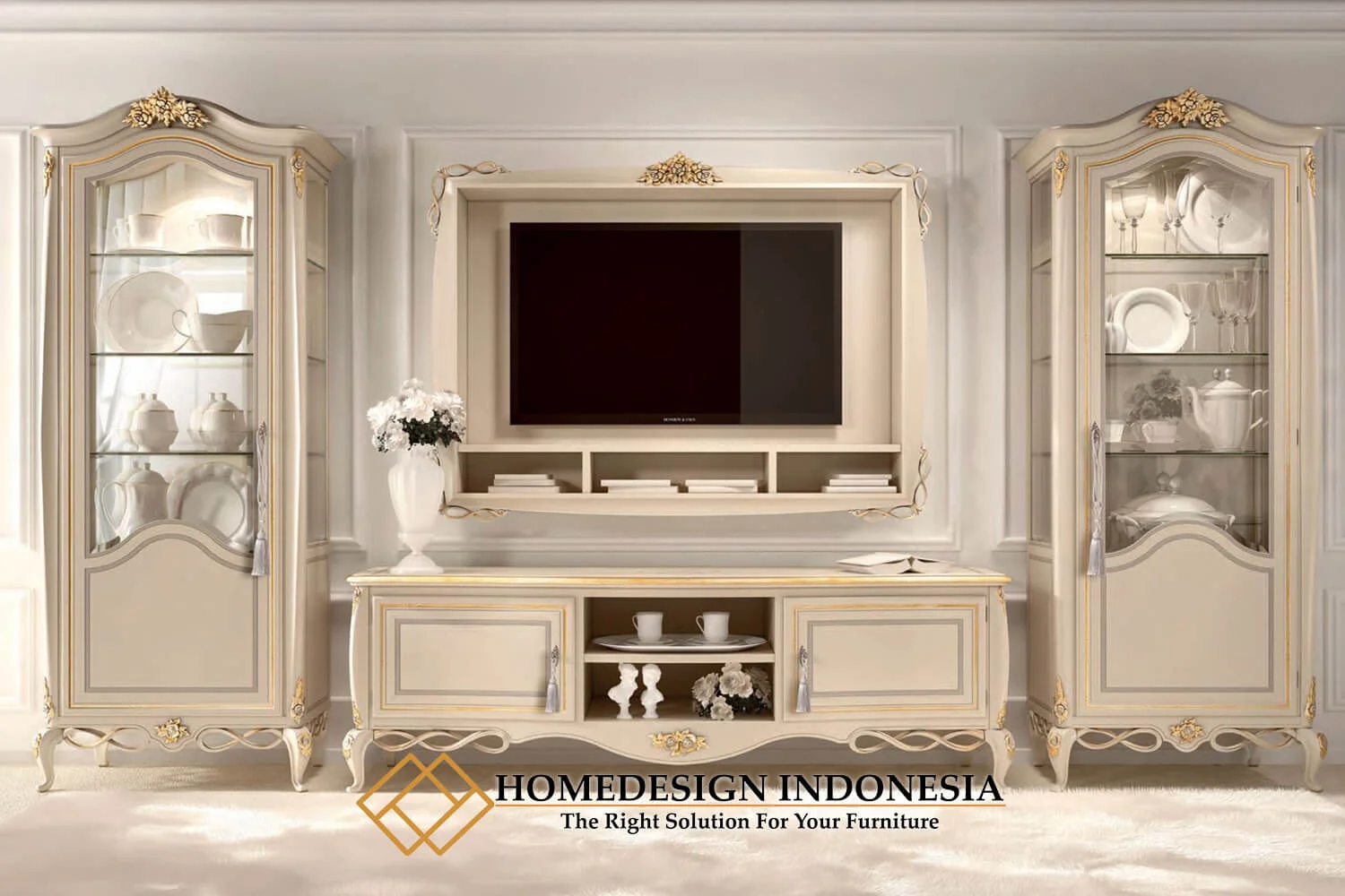 Set Bufet TV Mewah Minimalis Klasik Ukiran Jepara HD-0860