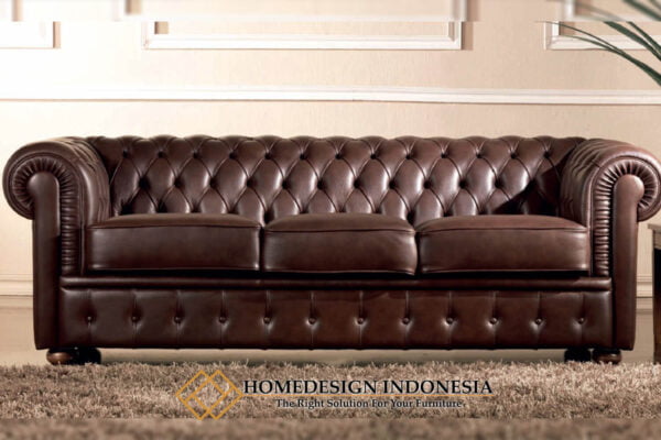 Sofa Minimalis Chesterfield Elegant Leather Classic Upholstery HD-0899
