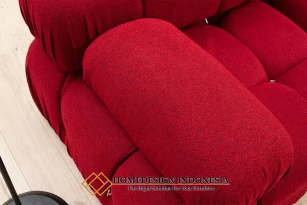 Sofa Sudut Minimalis Terbaru Modern Red Velvet Fabric HD-0897.1