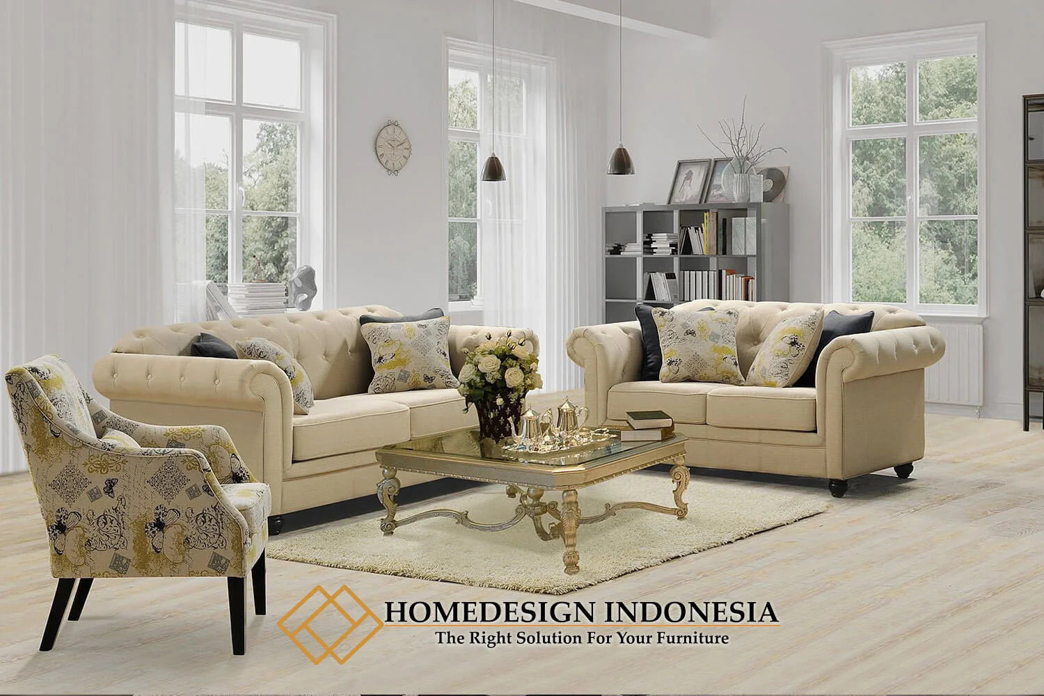 Sofa Tamu Chesterfield Minimalis Shabby Classic Style HD-0870