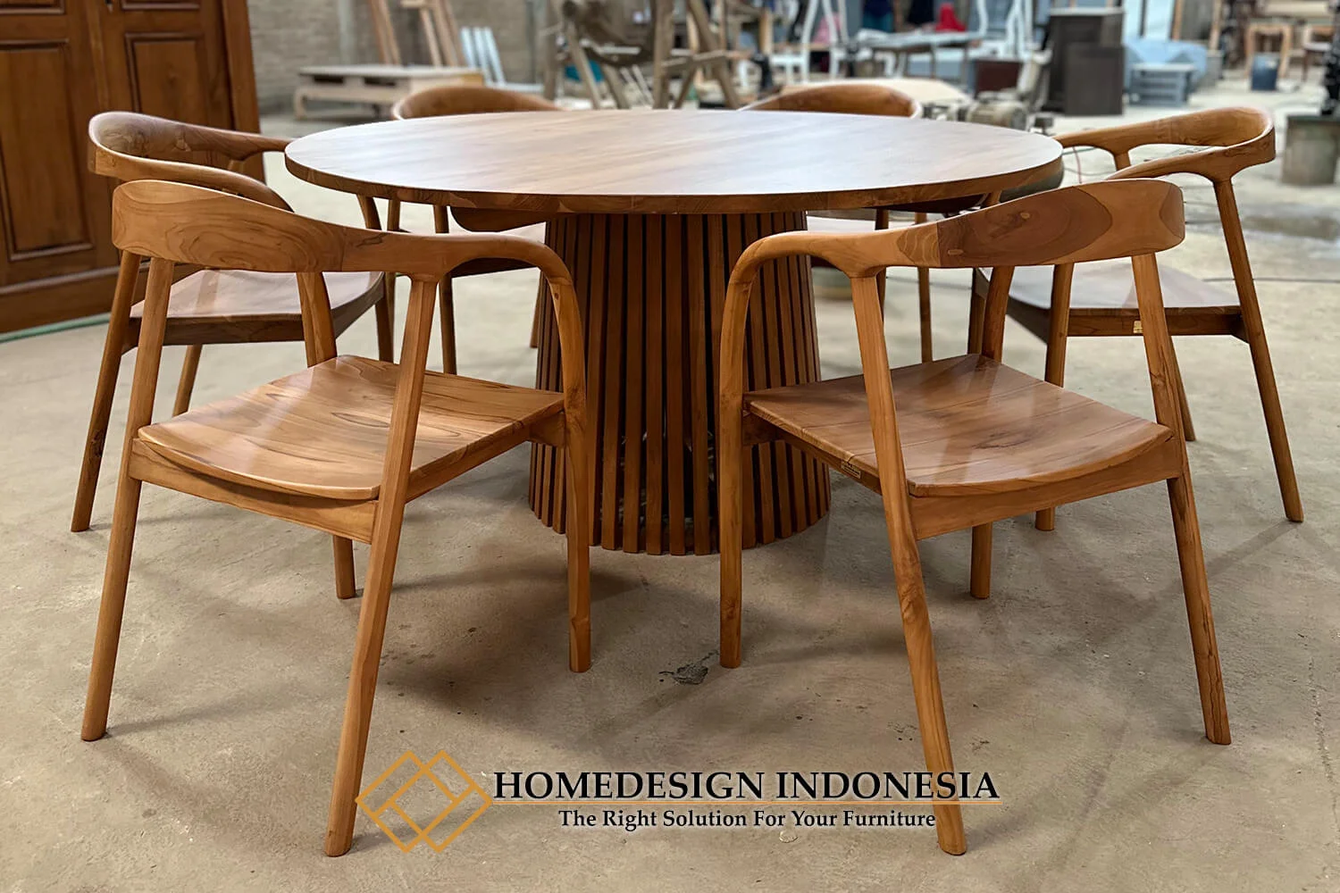 Meja Makan Minimalis Bundar Jati Best Sale HD-0998