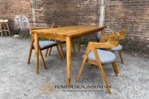 Meja Makan Minimalis Jati Natural Glossy Color HD-03