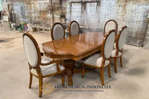 Meja Makan Minimalis Klasik Jati Natural Elegant Salak Brown HD-05