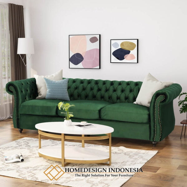 Sofa Minimalis Jepara Great Green Softly Fabric HD-0953