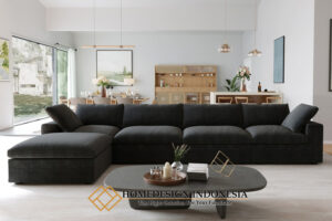 Sofa Sudut Minimalis Elegant Black Commix Fabric HD-0974