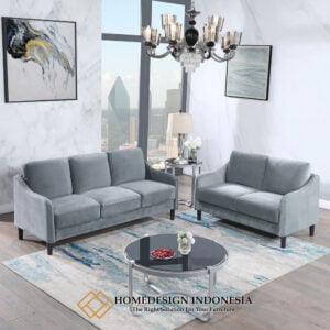 Sofa Tamu Minimalis Modern Soft Grey Fabric Color HD-0958