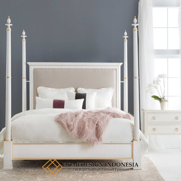 Tempat Tidur Minimalis Putih Duco Luxurious Canopy Style HD-0986