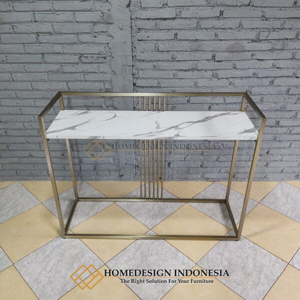 Console Table Minimalist With Carara's Top Marble Luxury HD-134