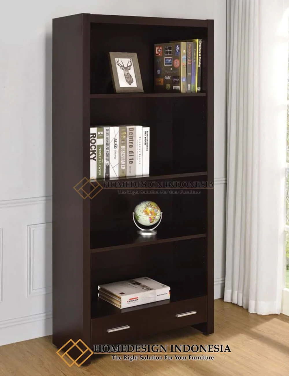 Lemari Buku Minimalis Jati New Modern Design HD-216