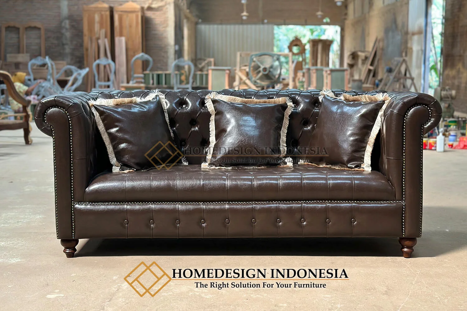 Sofa Tamu Minimalis New Chester Elegant Leather HD-187