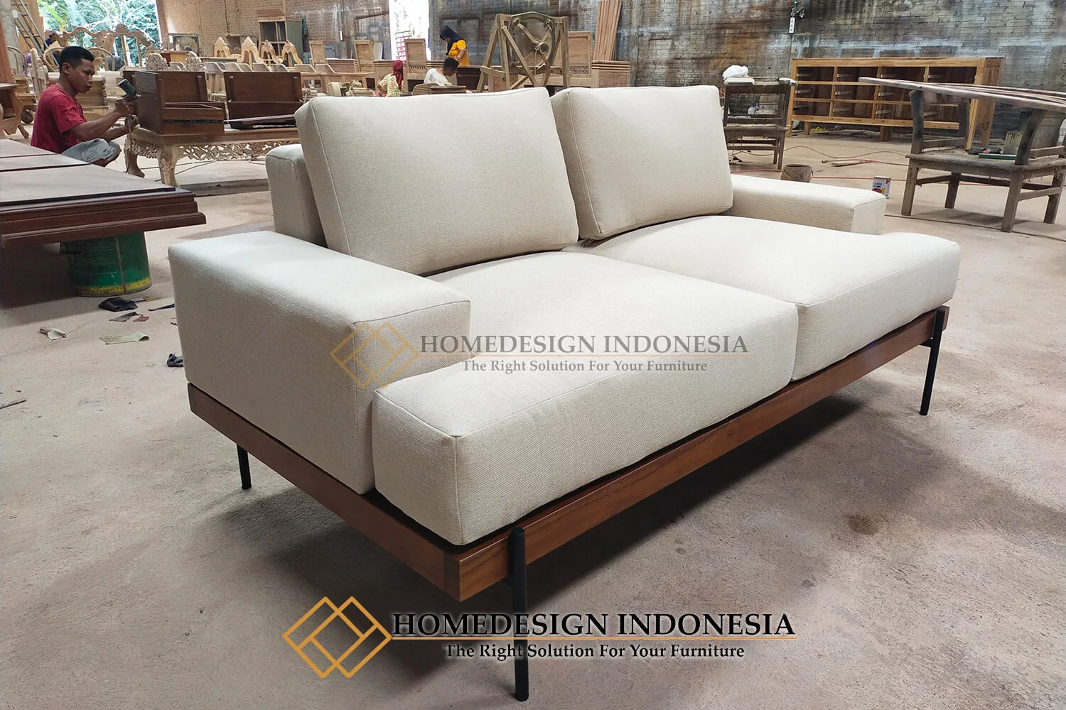 Sofa Tamu Modern Minimalis 2 Seater Beauty Sofa Bed HD-185.1