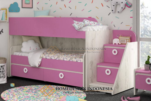 Tempat Tidur Tingkat Anak Minimalis Sweet Pinky HD-163