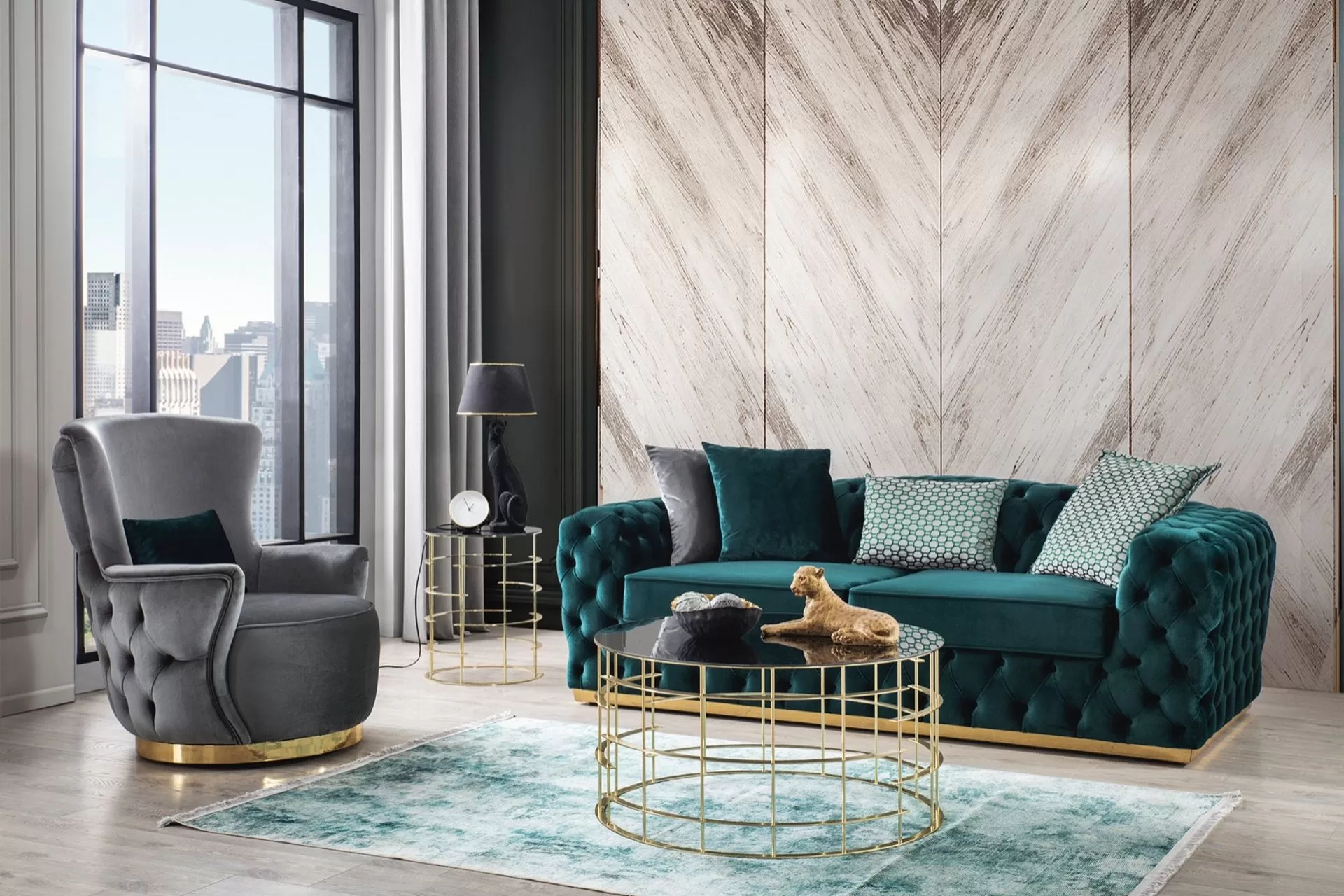 Sofa Tamu Minimalis Modern Luxury Chesterfield Style HD-0441
