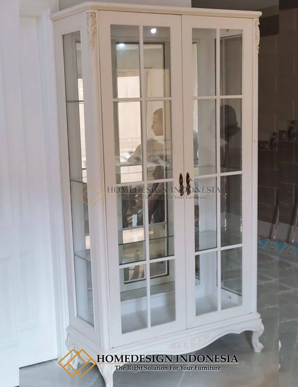 Lemari Hias Mewah Minimalis New White Duco Color HD-472