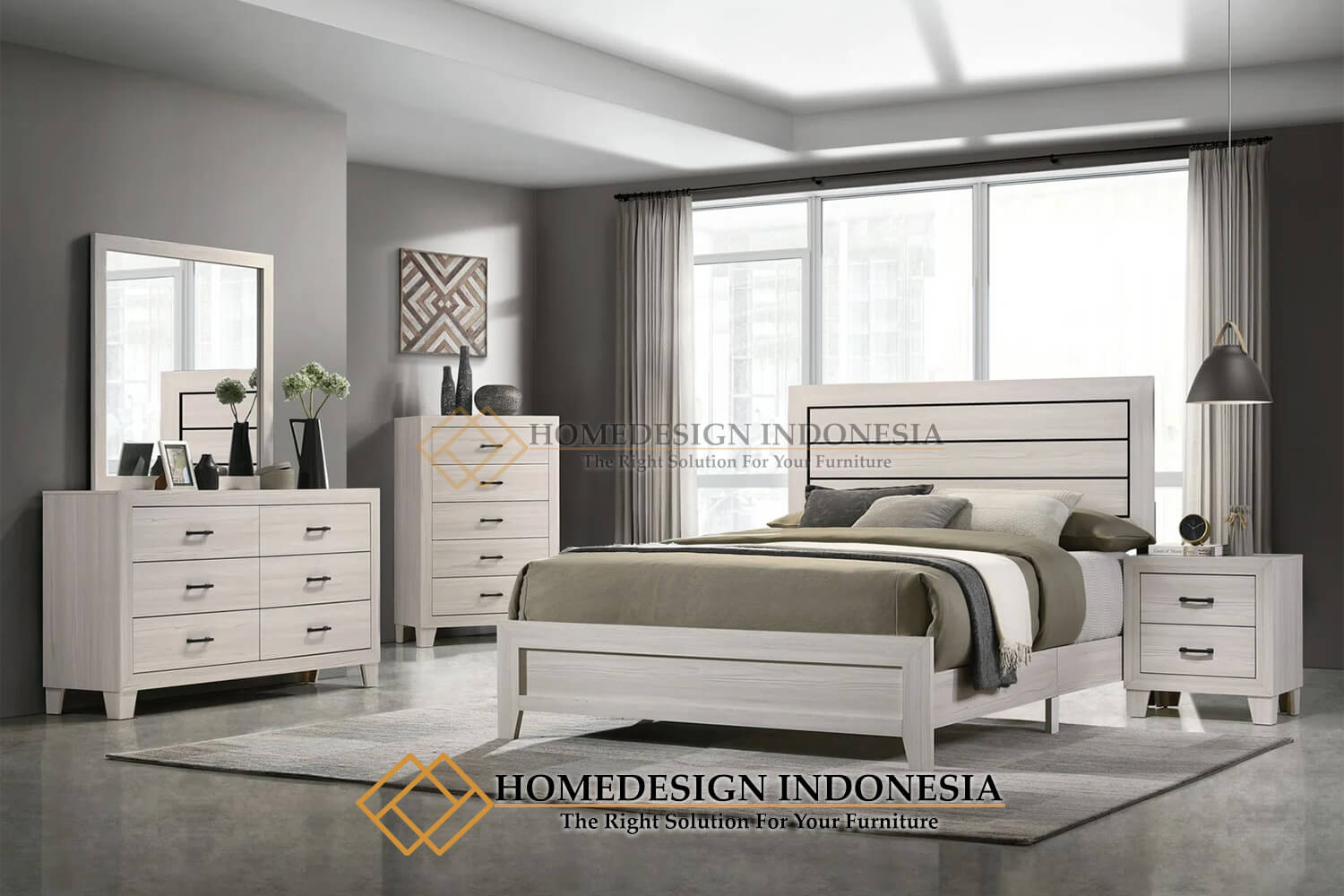 Tempat Tidur Minimalis Putih Classic Simple Elegant HD-444