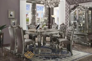Meja Makan Mewah Klasik Carving Luxury Square Design HD-499