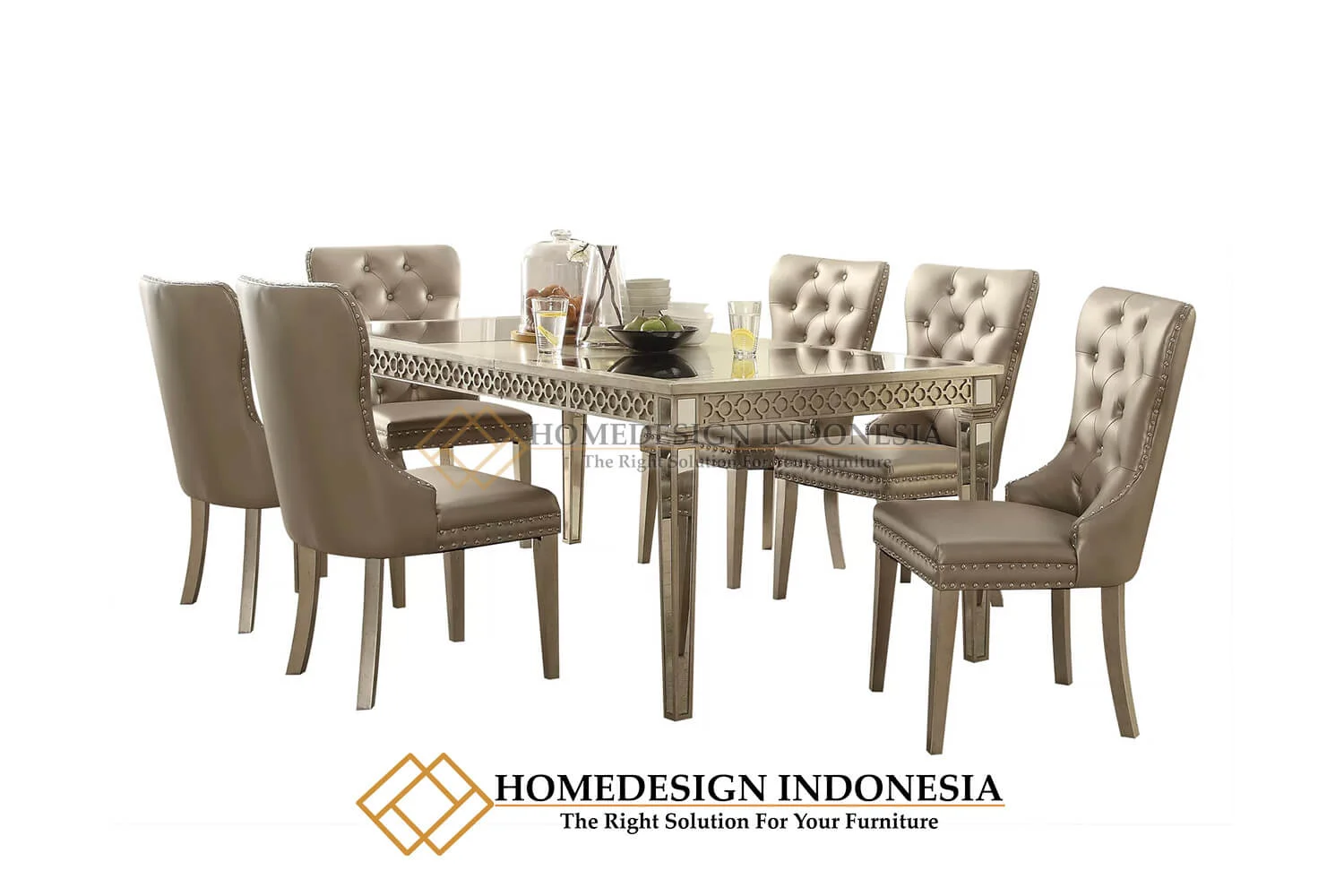 Meja Makan Mewah Modern Elegant Champagne Color HD-510
