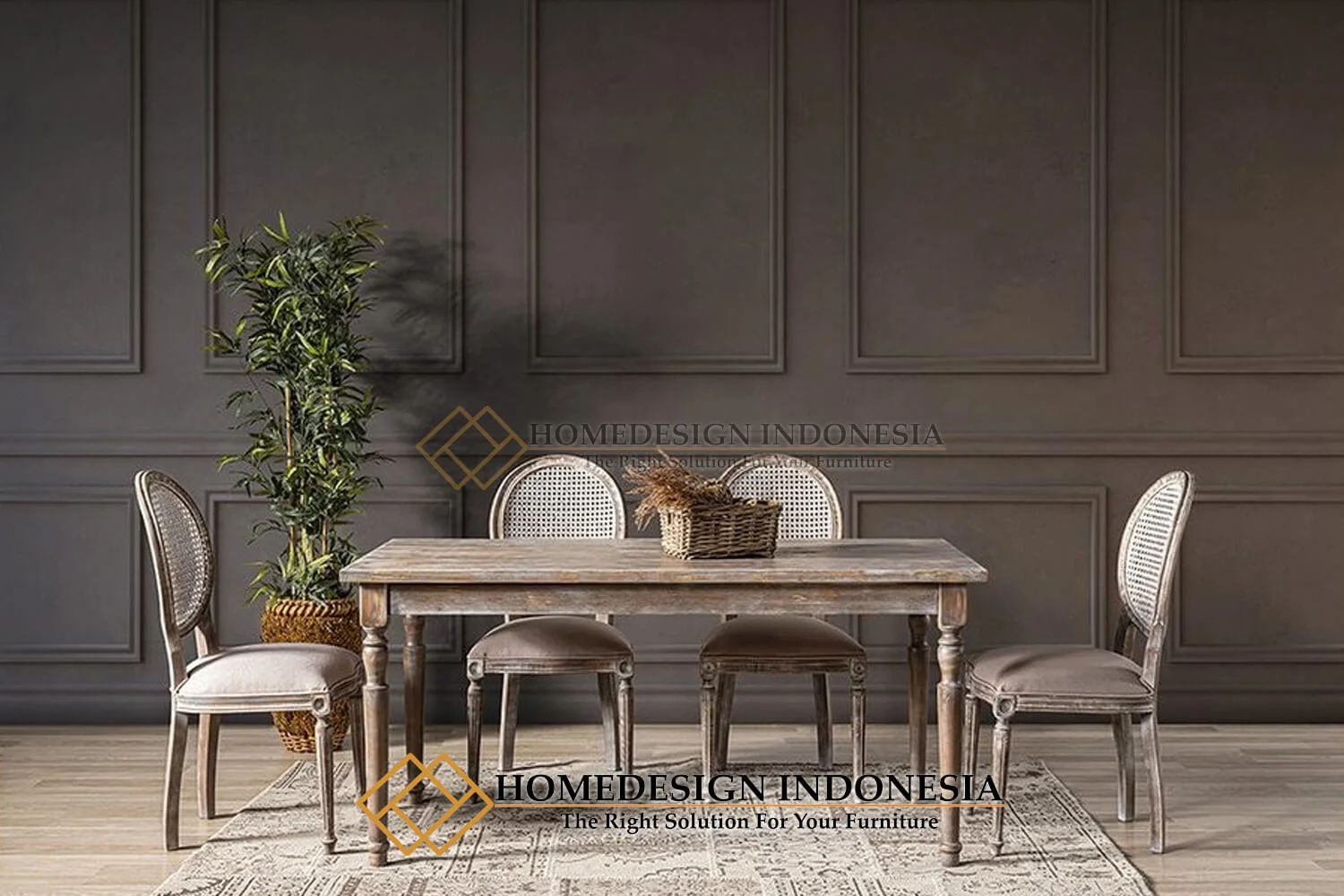 Meja Makan Minimalis Klasik Rustic Vintage New Design HD-513