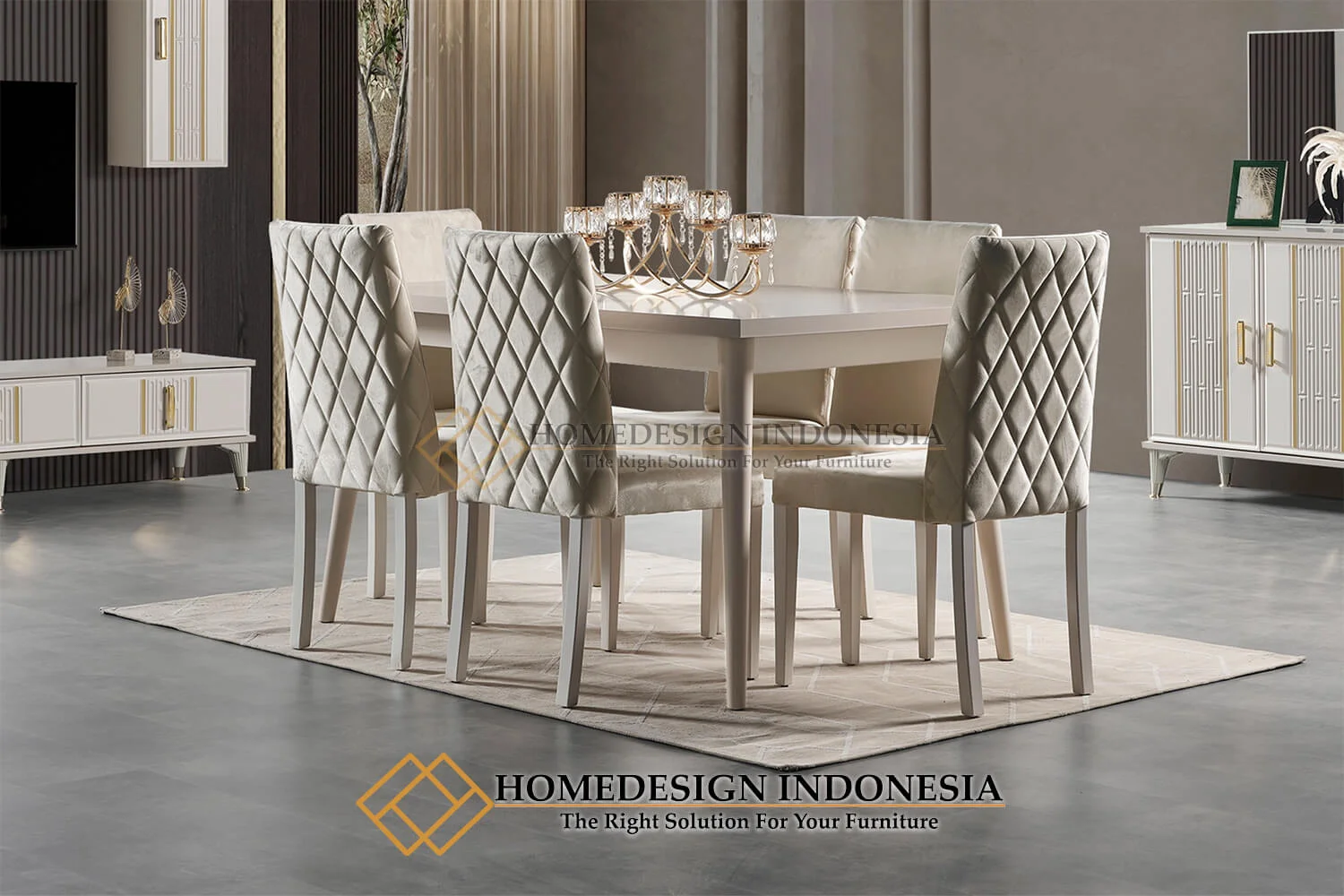 Set Meja Makan Minimalis Modern New Duco Solid Color HD-512