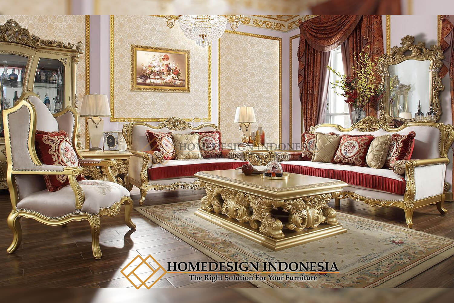 Sofa Tamu Mewah Ukiran Jepara Luxury Golden Shining HD-477