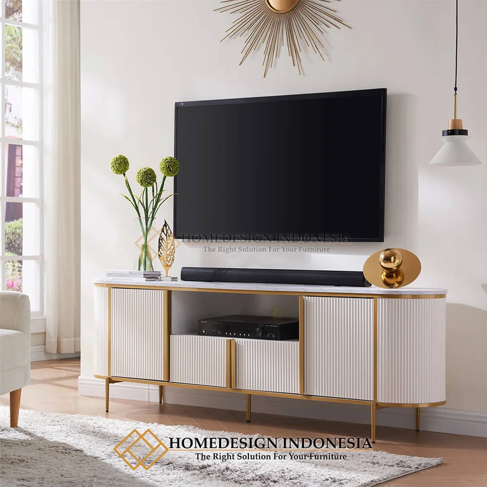 Bufet TV Minimalis Modern Luxury Golden List Metal HD-629