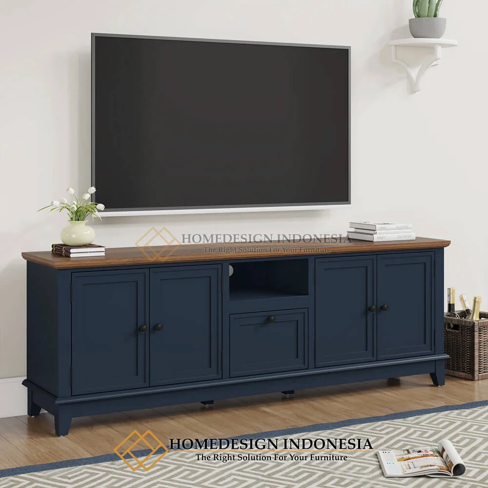 Meja TV Minimalis Dark Blue New Furniture Bandung HD-634