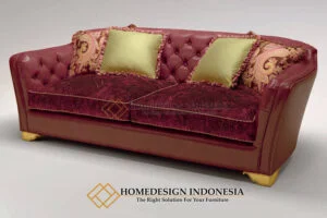 Sofa Minimalis Merah Maroon 2 Seater Simple Elegant HD-580