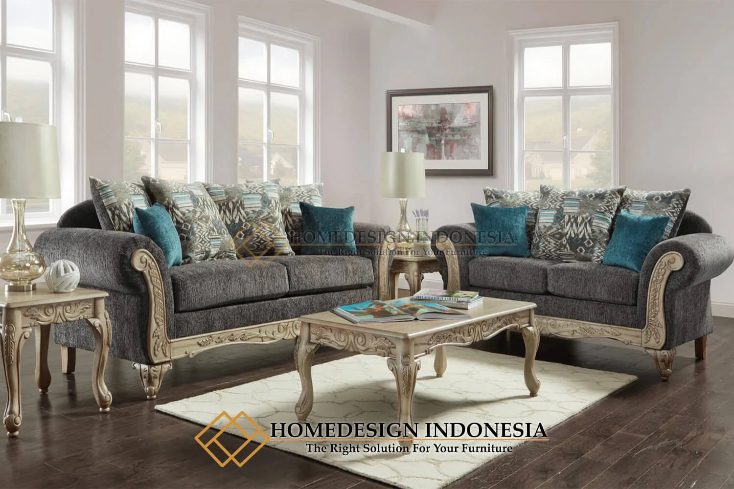 Sofa Tamu Mewah Terbaru Camonic Color New Furniture Jakarta HD-697