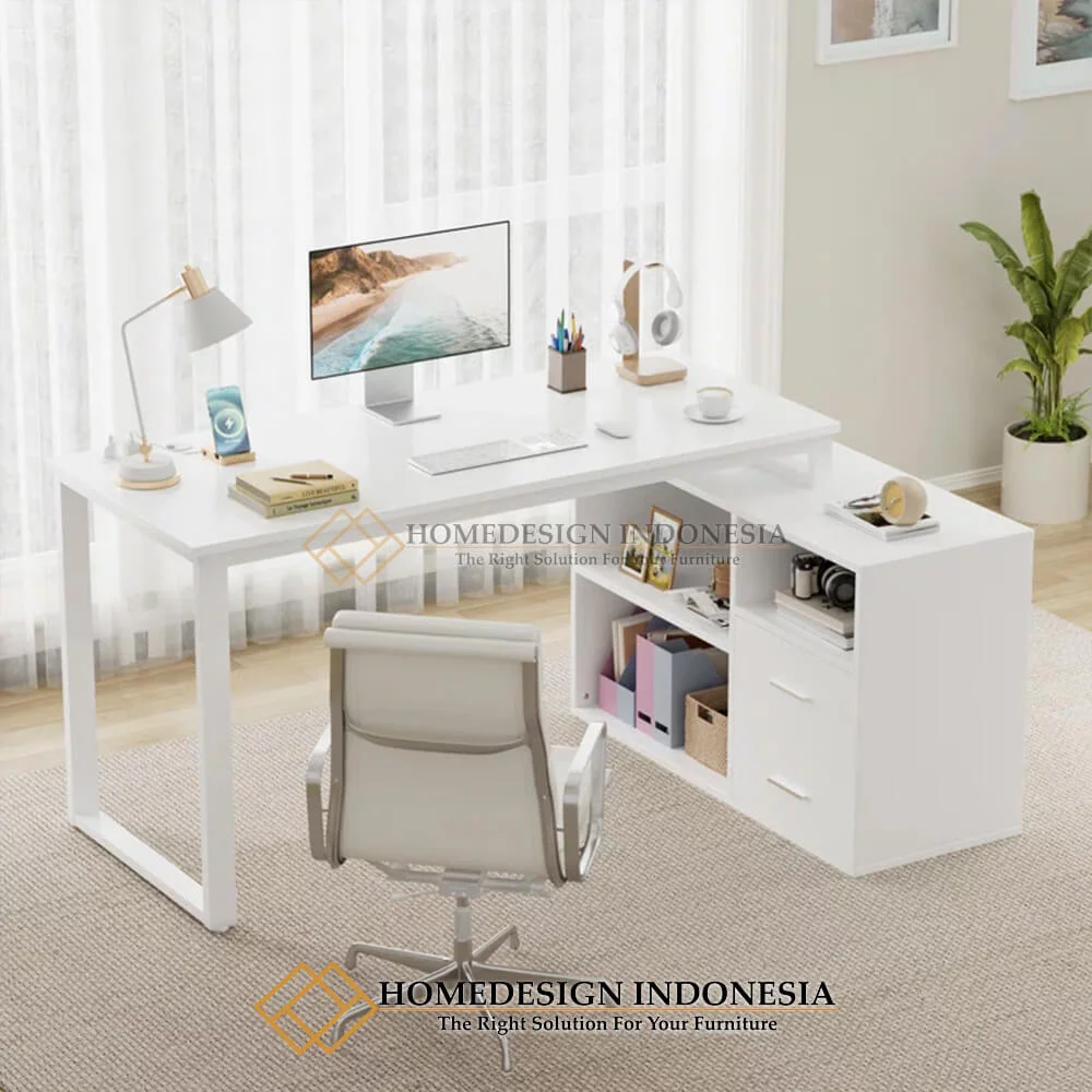 Harga Meja Kantor Minimalis Modern Solid White Duco HD-784