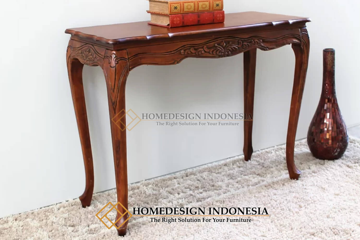 Meja Konsol Mewah Jati Klasik Natural Salak Brown Color HD-730