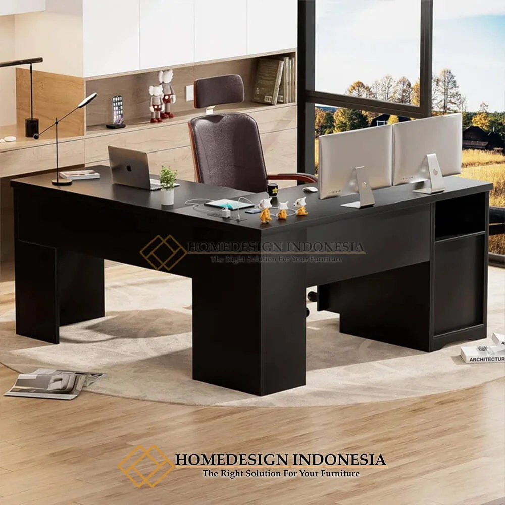 Model Meja Kantor Minimalis Solid Black Duco New Color HD-783